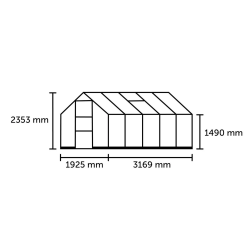 HALLS szklarnia ogrodowa ICON 6 (6,1 m2; 1,93 x 3,17 m) czarna, szkło hartowane + baza
